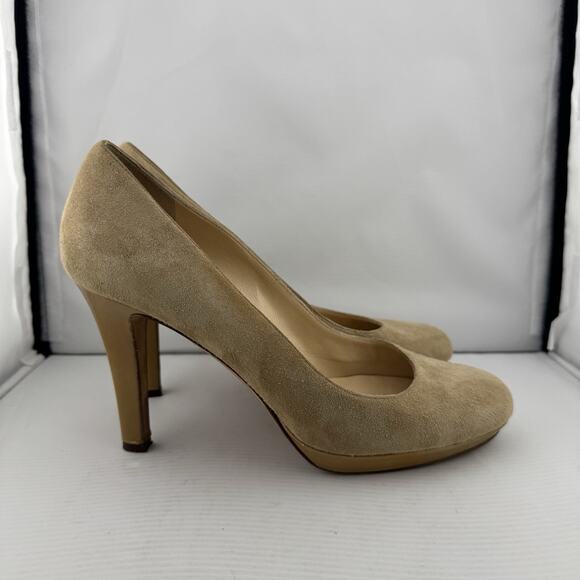 Kate Spade New York Round Toe Pump 3.5” Heels Beige‎ Suede 8B Made In Italy - Picture 2 of 13